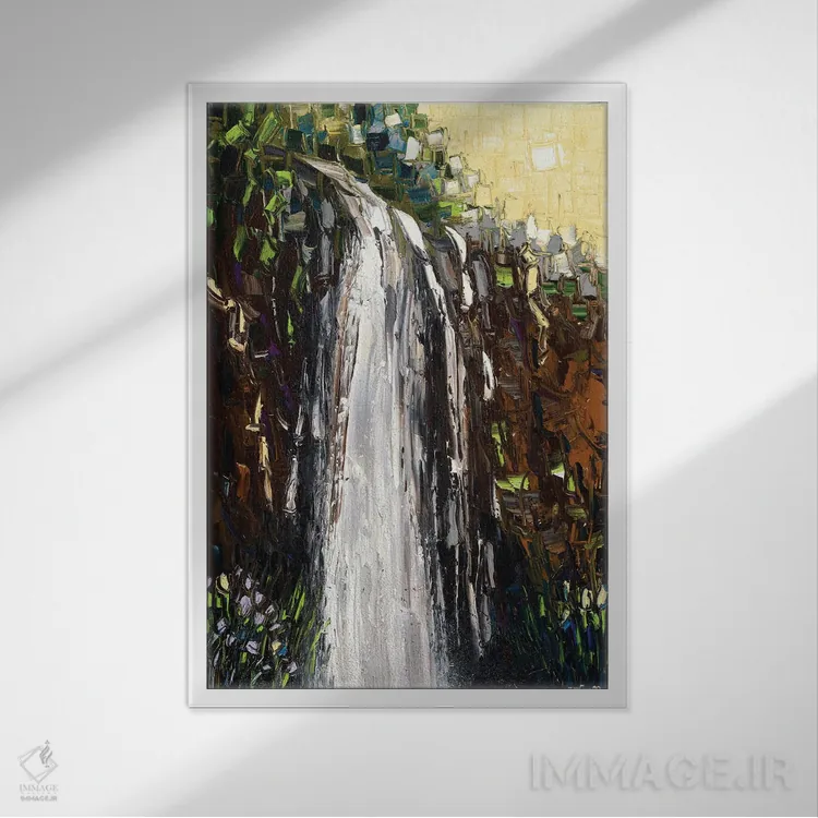تابلو انتزاعی سرریز اثر یواخیم مک میلان - نمای قابدار سفید