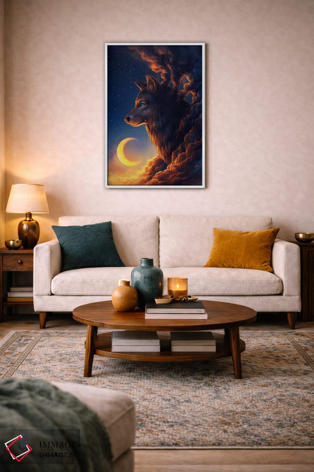 تابلو دکوراتیو ماه طلایی اثر جو جو آرت - D3W