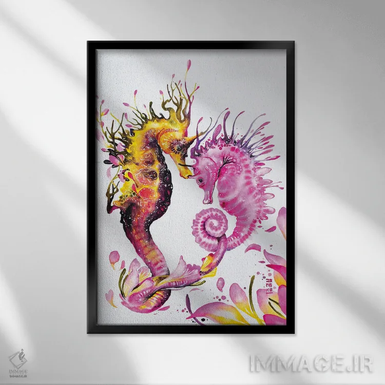 تابلو دکوراتیو پیوند قلب ها اثر جونگکی - نمای قابدار مشکی