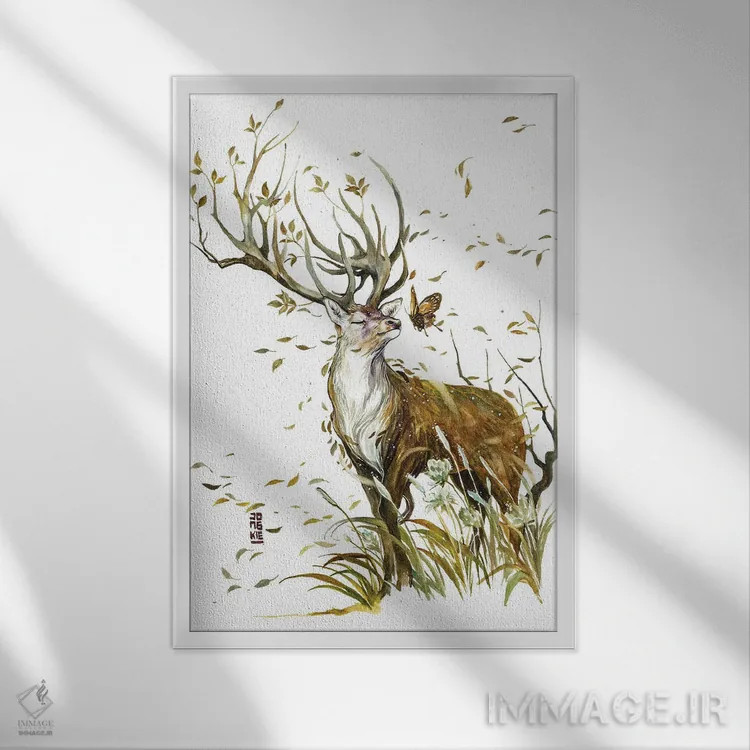 تابلو دکوراتیو باد زندگی اثر جونگکی - نمای قابدار سفید