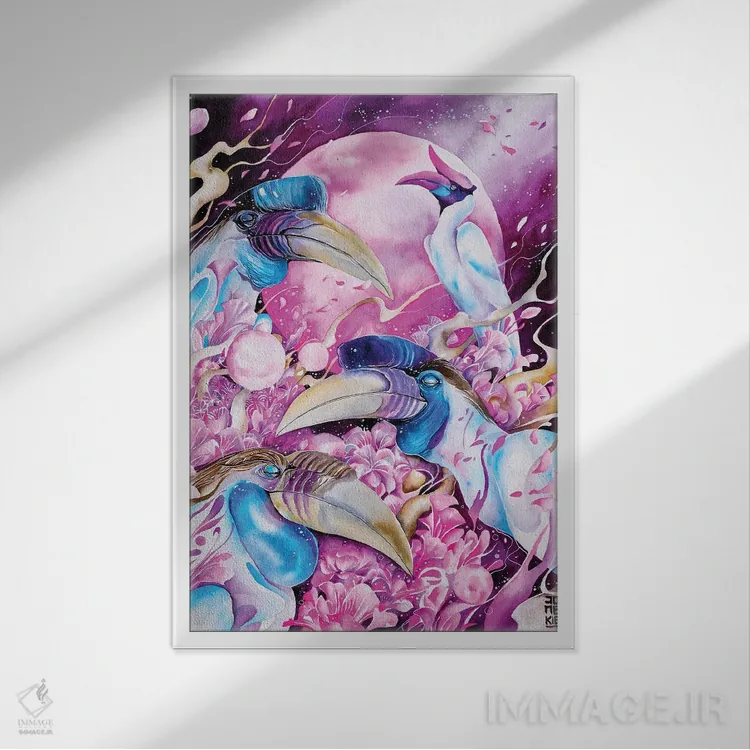 تابلو دکوراتیو ماه نو اثر جونگکی - نمای قابدار سفید