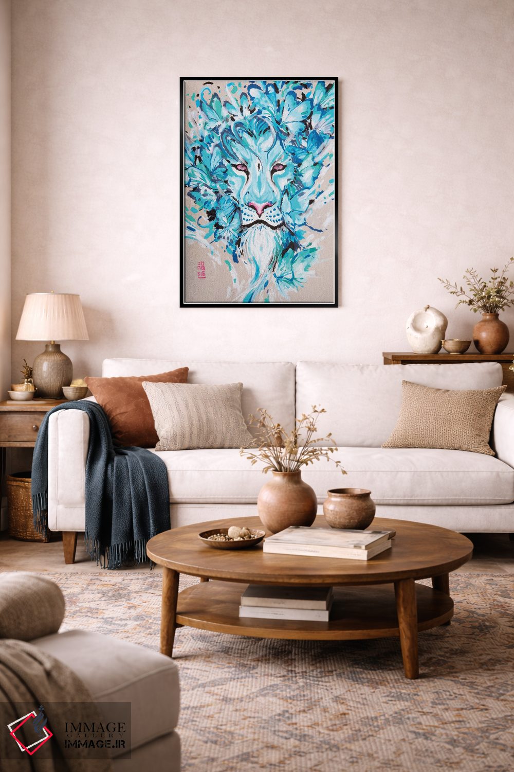 تابلو دکوراتیو شیر آبی اثر جونگکی - D3B