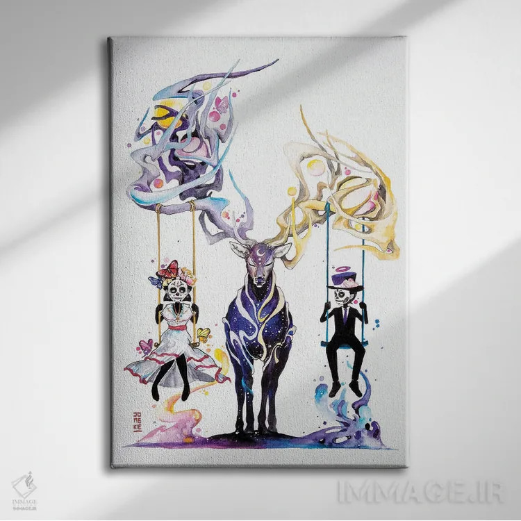 تابلو دکوراتیو تو و من اثر جونگکی - نمای روبهرو روی دیوار