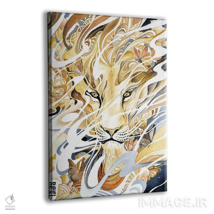 تابلو دکوراتیو شیر زرین صحرا اثر جونگکی - نمای پرسپکتیو محصول