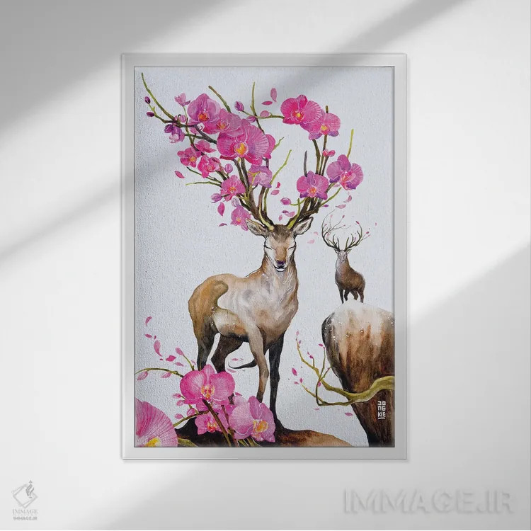 تابلو دکوراتیو شعر زندگی اثر جونگکی - نمای قابدار سفید