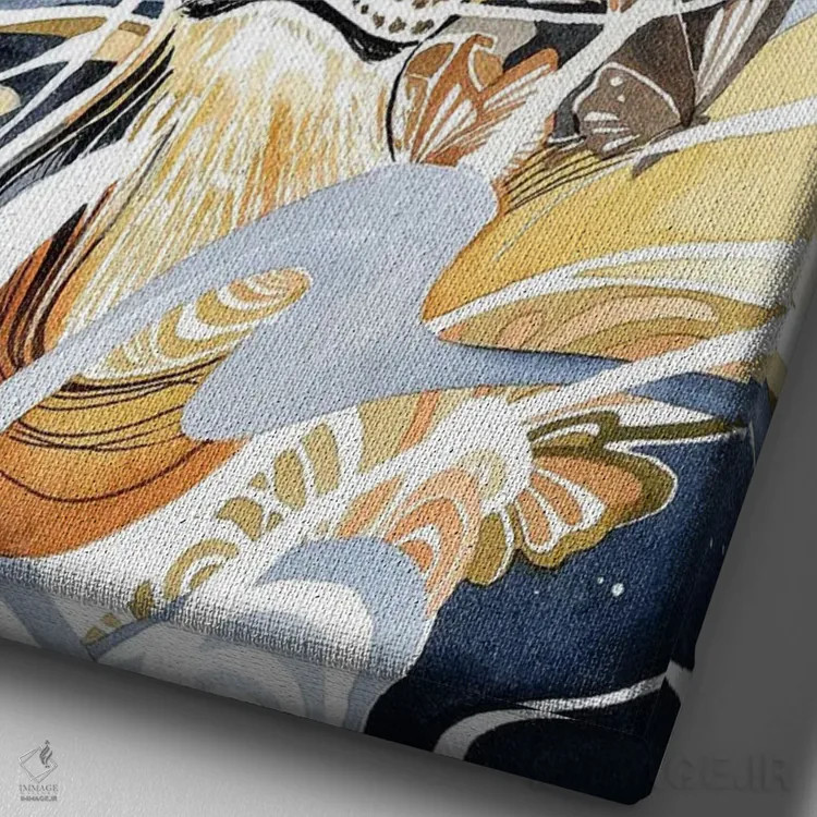 تابلو دکوراتیو شیر زرین صحرا اثر جونگکی - نمای نزدیک بافت بوم