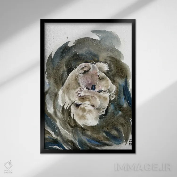 تابلو دکوراتیو مادر اثر جونگکی - نمای قابدار مشکی