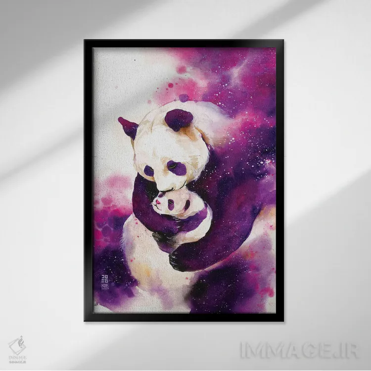 تابلو دکوراتیو عشق مادرانه اثر جونگکی - نمای قابدار مشکی