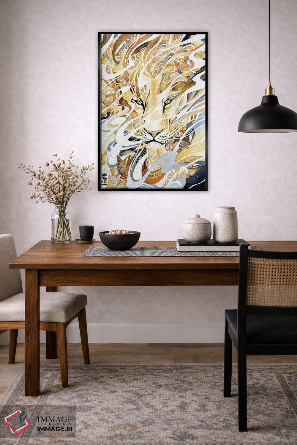تابلو دکوراتیو شیر زرین صحرا اثر جونگکی - D4B