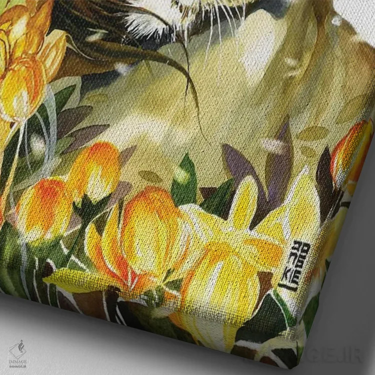 تابلو دکوراتیو والس بهاری اثر جونگکی - نمای نزدیک بافت بوم