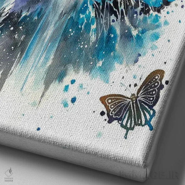 تابلو دکوراتیو ببر سفید یخی اثر جونگکی - نمای نزدیک بافت بوم