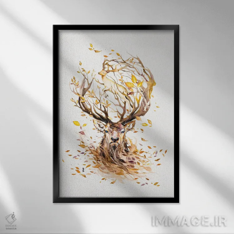 تابلو دکوراتیو پاییز اثر جونگکی - نمای قابدار مشکی