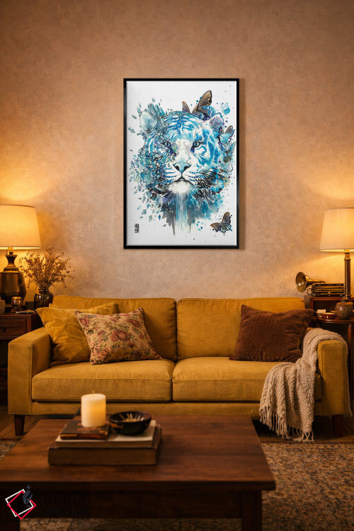 تابلو دکوراتیو ببر سفید یخی اثر جونگکی - D4B