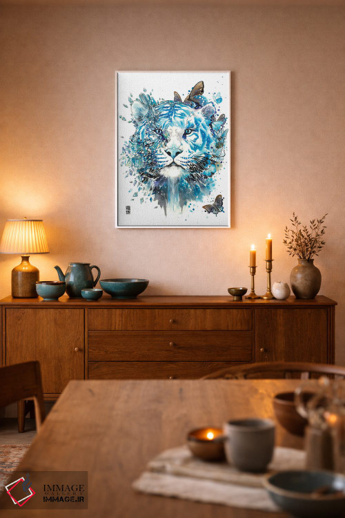 تابلو دکوراتیو ببر سفید یخی اثر جونگکی - D6W