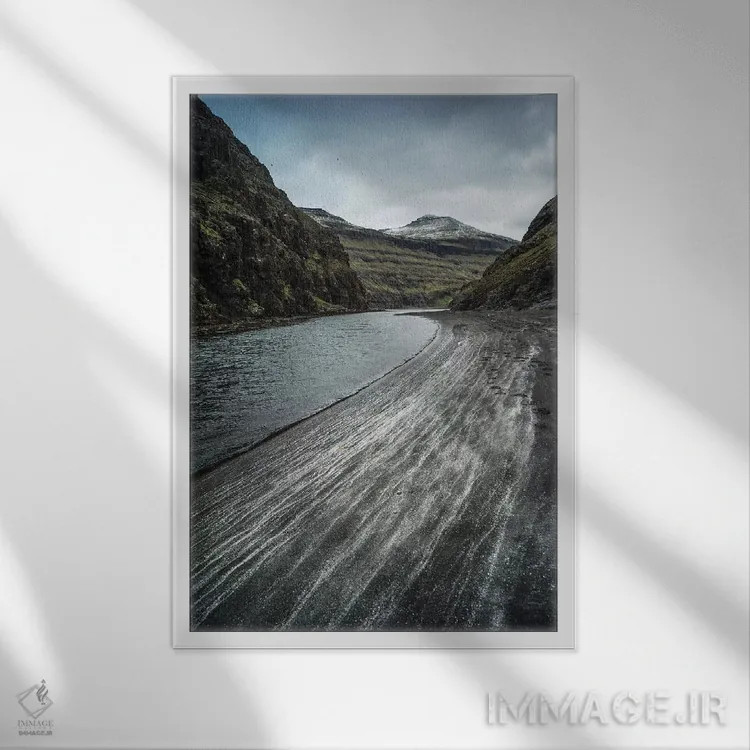 تابلو دکوراتیو خطوط هنگام جزر دریا اثر اندرز یورولف - نمای قابدار سفید