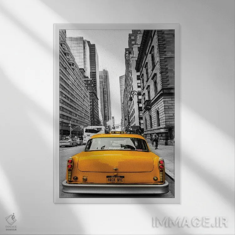 تابلو دکوراتیو تاکسی در نیویورک اثر اندرز یورولف - نمای قابدار سفید