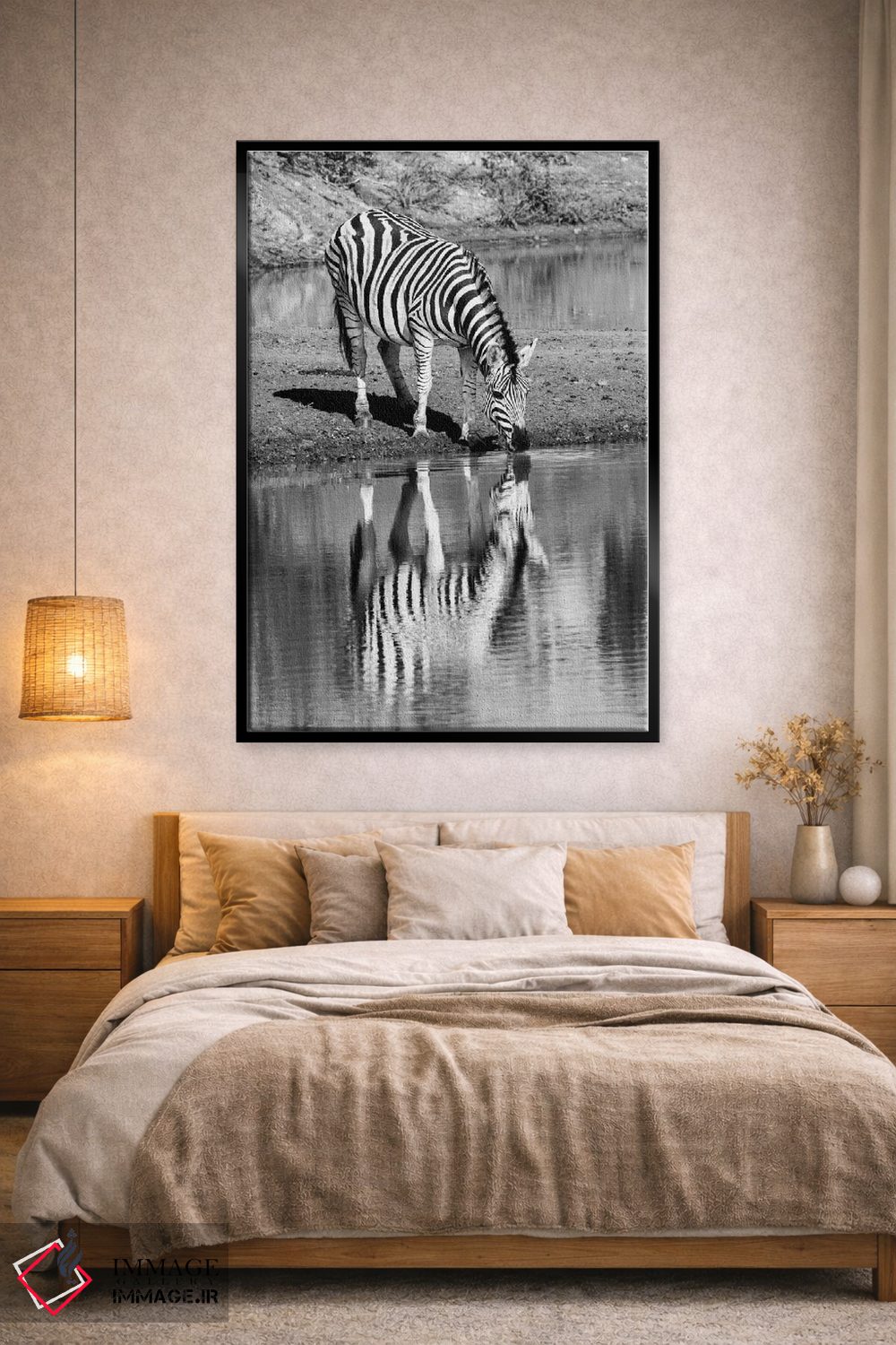 تابلو دکوراتیو گورخر کنار آب اثر اندرز یورولف - D2B