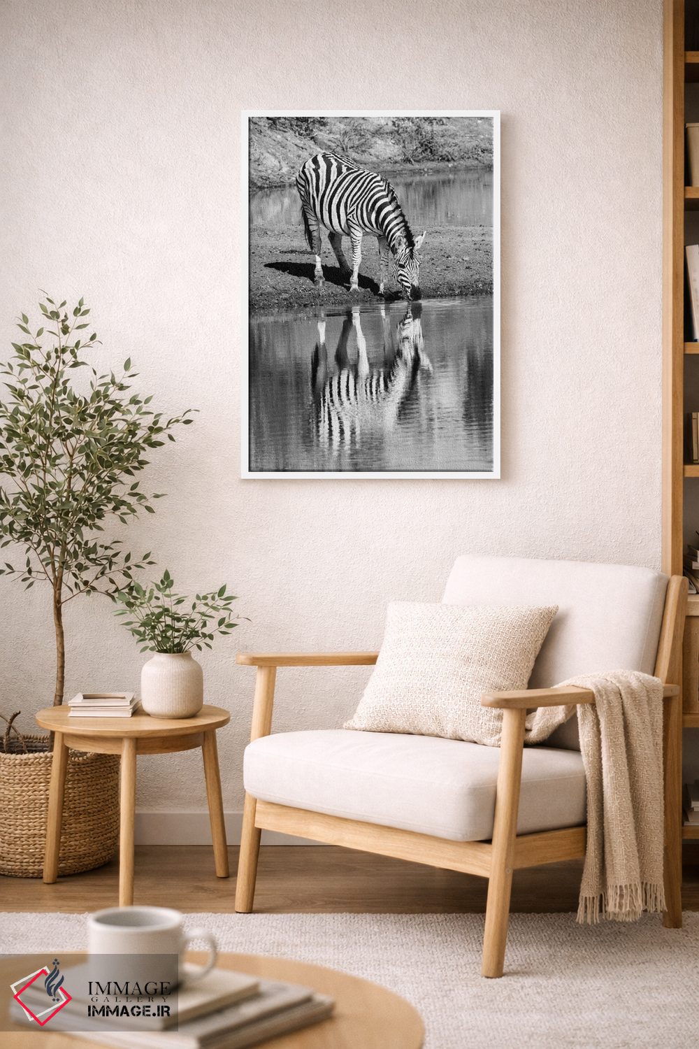 تابلو دکوراتیو گورخر کنار آب اثر اندرز یورولف - D5W