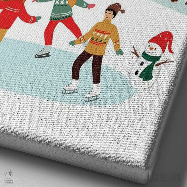 تابلو دکوراتیو روستای زمستانی اثر جو تایلور - نمای نزدیک بافت بوم