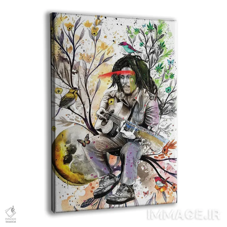 تابلو دکوراتیو باب مارلی اثر جان سانتوس - نمای پرسپکتیو محصول