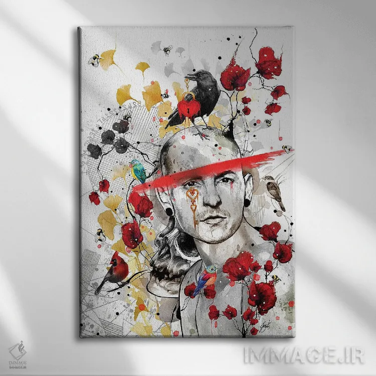 تابلو دکوراتیو چستر بنینگتون اثر جان سانتوس - نمای روبهرو روی دیوار