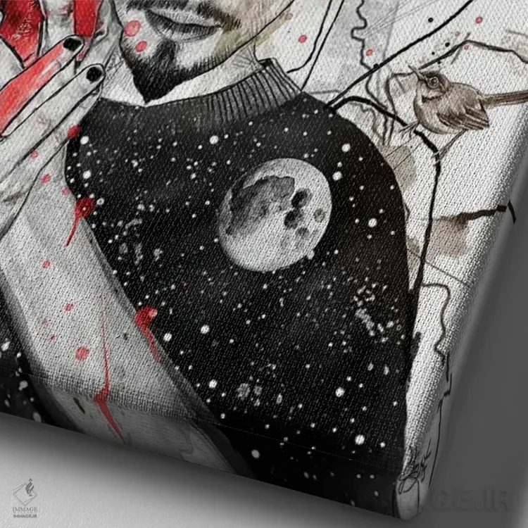 تابلو دکوراتیو کریس کورنل اثر جان سانتوس - نمای نزدیک بافت بوم