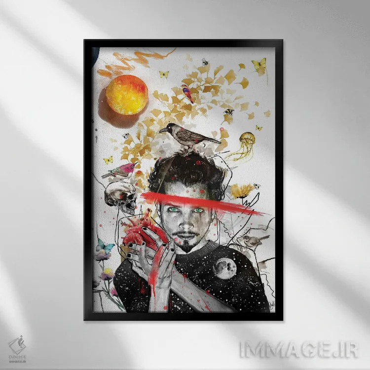 تابلو دکوراتیو کریس کورنل اثر جان سانتوس - نمای قابدار مشکی