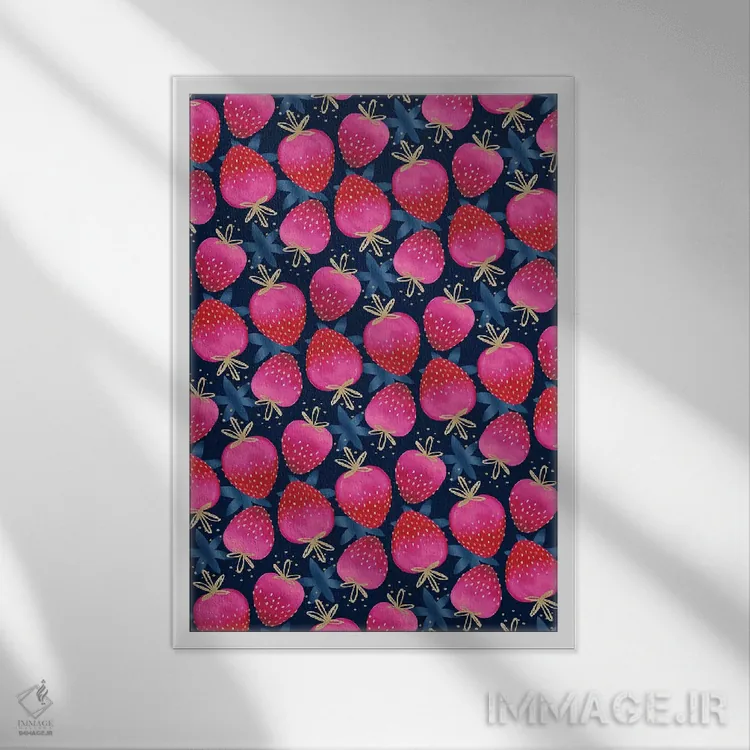 تابلو دکوراتیو توت فرنگی های گرباورهای اثر جو تایلور - نمای قابدار سفید