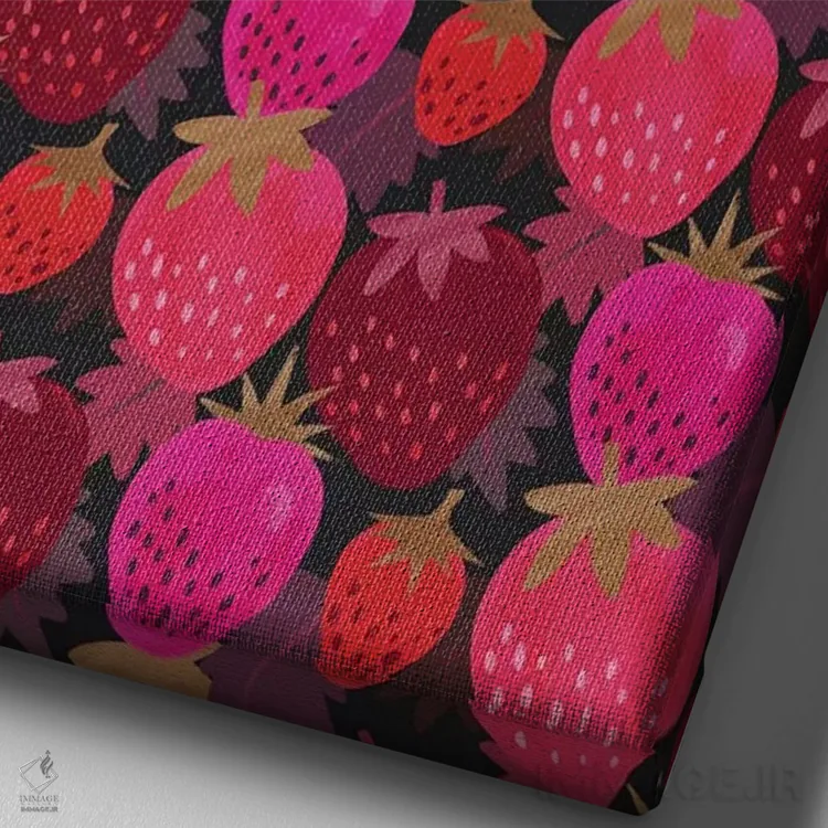 تابلو دکوراتیو توت فرنگی های پاییزی اثر جو تایلور - نمای نزدیک بافت بوم