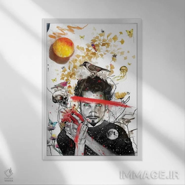 تابلو دکوراتیو کریس کورنل اثر جان سانتوس - نمای قابدار سفید