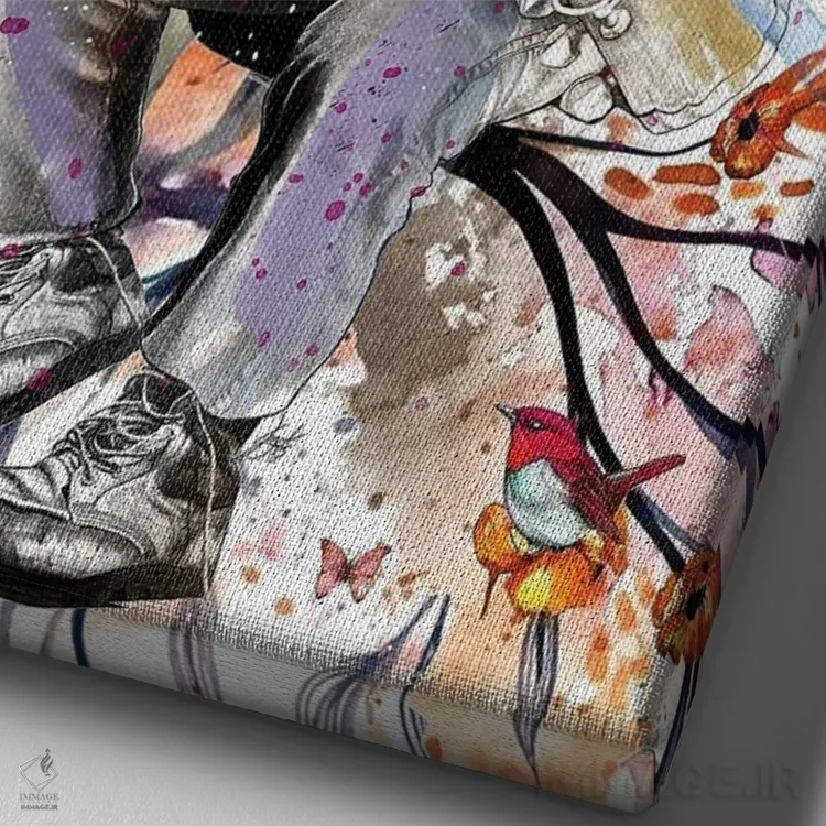 تابلو دکوراتیو باب مارلی اثر جان سانتوس - نمای نزدیک بافت بوم