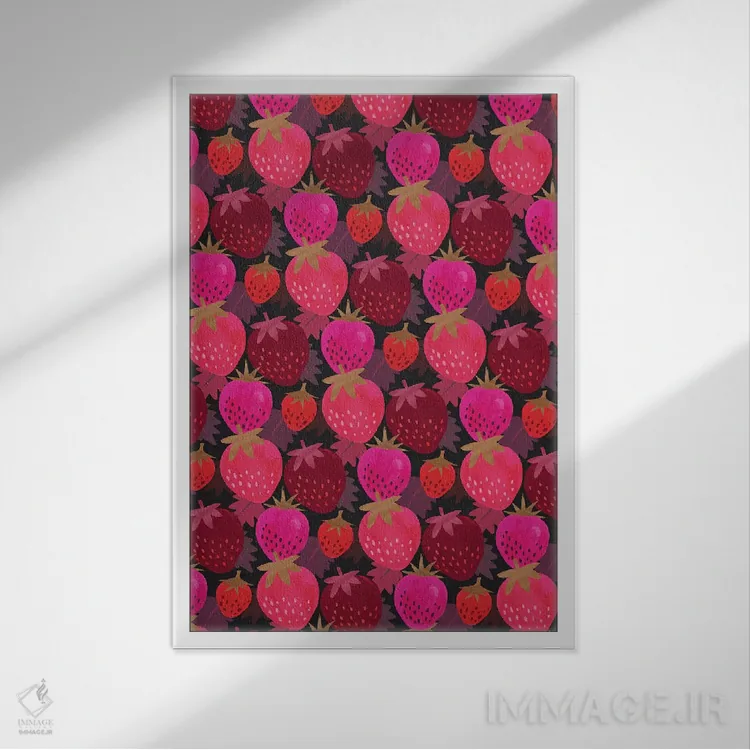 تابلو دکوراتیو توت فرنگی های پاییزی اثر جو تایلور - نمای قابدار سفید