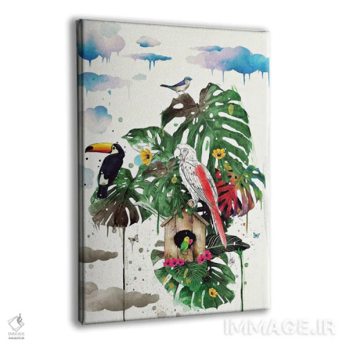 تابلو دکوراتیو پرندگان آسمانی اثر جان سانتوس - نمای پرسپکتیو محصول