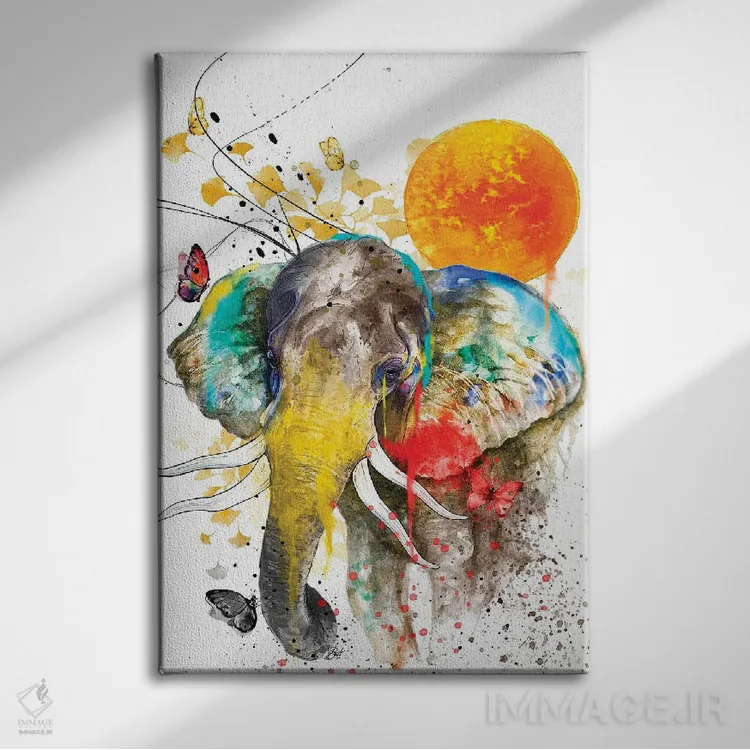 تابلو دکوراتیو فیل آسمانی اثر جان سانتوس - نمای روبهرو روی دیوار