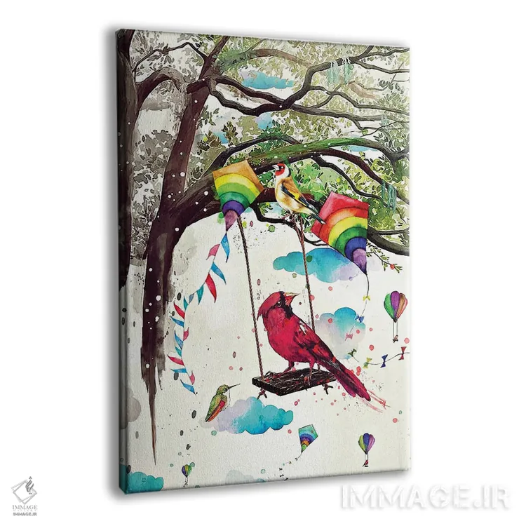 تابلو دکوراتیو دوران کودکی پرندگان اثر جان سانتوس - نمای پرسپکتیو محصول