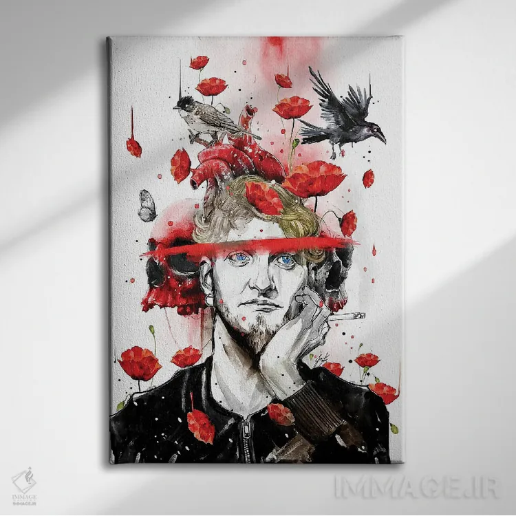 تابلو دکوراتیو لین استیلی اثر جان سانتوس - نمای روبهرو روی دیوار