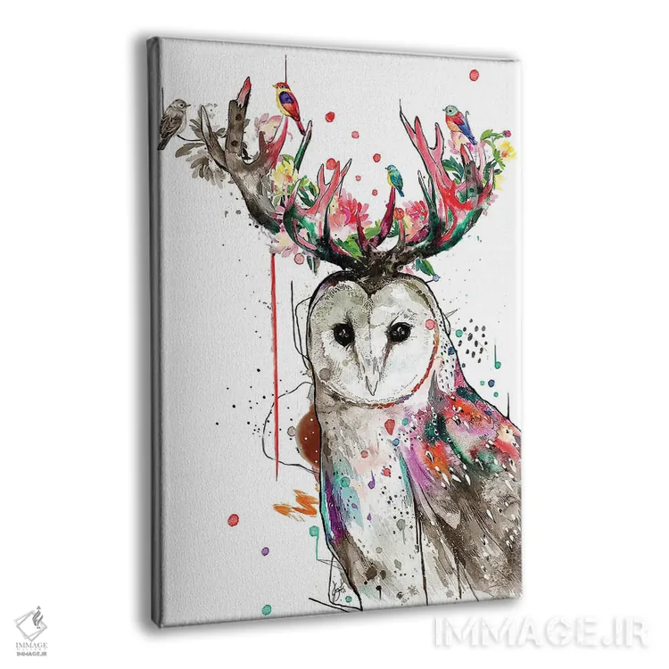 تابلو دکوراتیو جغد ملکه اثر جان سانتوس - نمای پرسپکتیو محصول