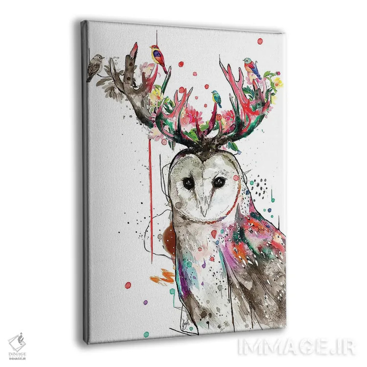 تابلو دکوراتیو جغد ملکه اثر جان سانتوس - نمای پرسپکتیو محصول