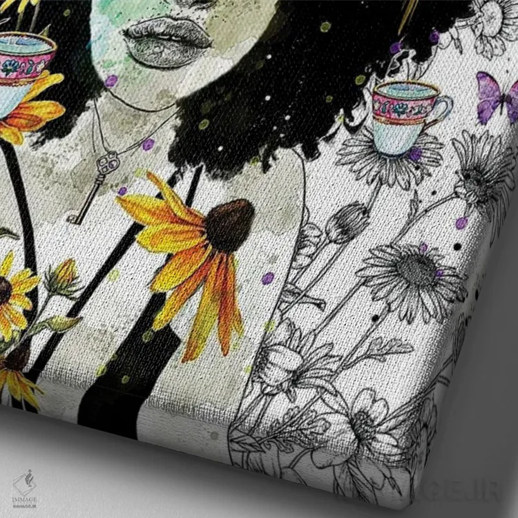 تابلو دکوراتیو خاطرات باغ II اثر جان سانتوس - نمای نزدیک بافت بوم