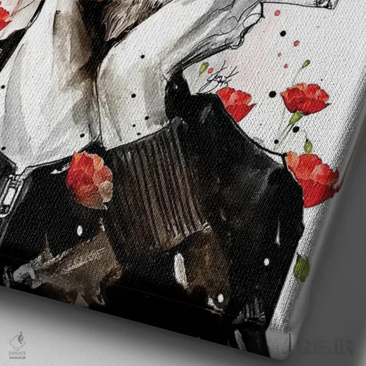 تابلو دکوراتیو لین استیلی اثر جان سانتوس - نمای نزدیک بافت بوم