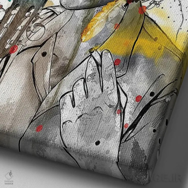 تابلو دکوراتیو باب دیلن اثر جان سانتوس - نمای نزدیک بافت بوم