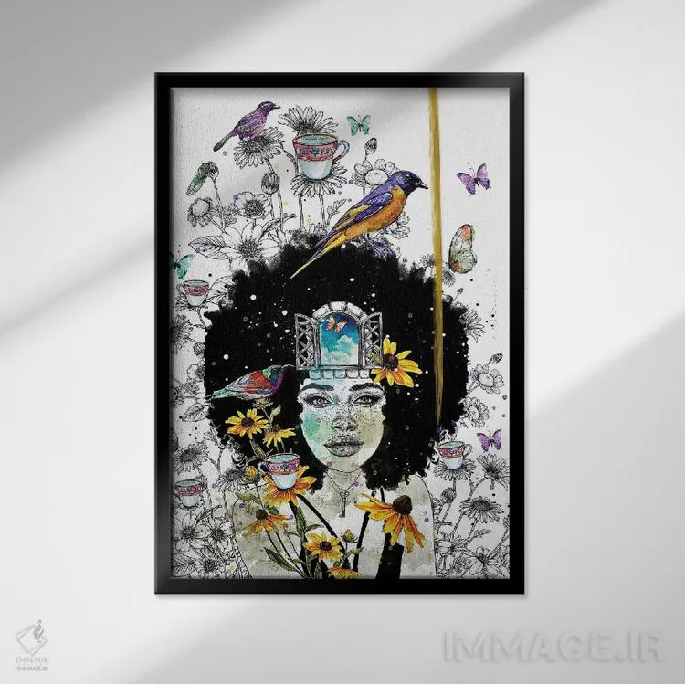 تابلو دکوراتیو خاطرات باغ II اثر جان سانتوس - نمای قابدار مشکی