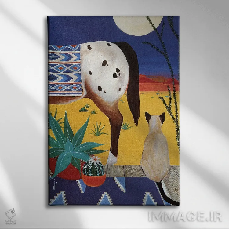 تابلو دکوراتیو اندیشه ها زیر ماه صحرایی اثر یان پانیکو - نمای روبهرو روی دیوار