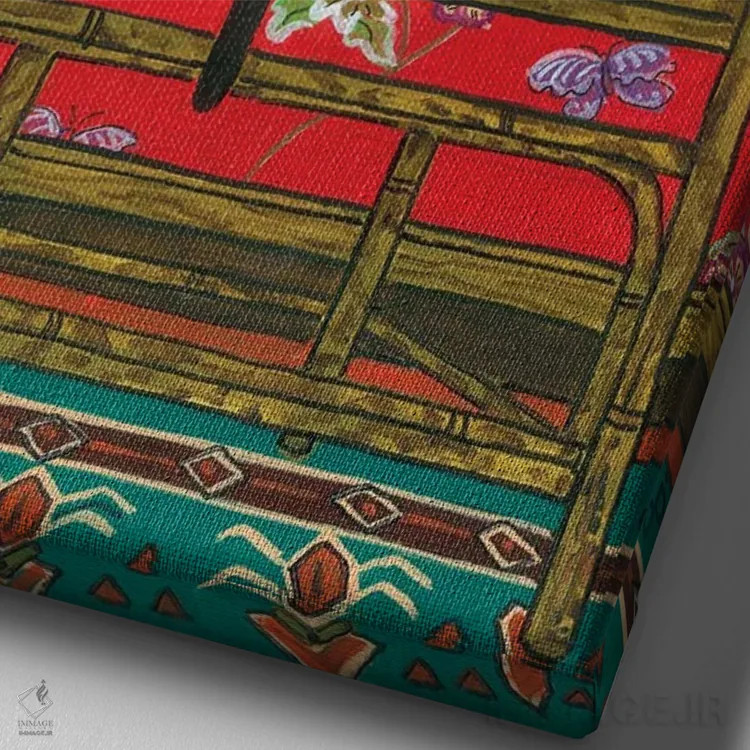 تابلو دکوراتیو صندلی شرقی اثر یان پانیکو - نمای نزدیک بافت بوم