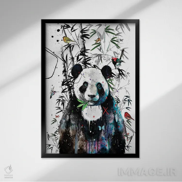 تابلو دکوراتیو پاندای غول پیکر اثر جان سانتوس - نمای قابدار مشکی