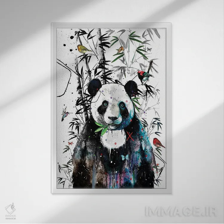 تابلو دکوراتیو پاندای غول پیکر اثر جان سانتوس - نمای قابدار سفید