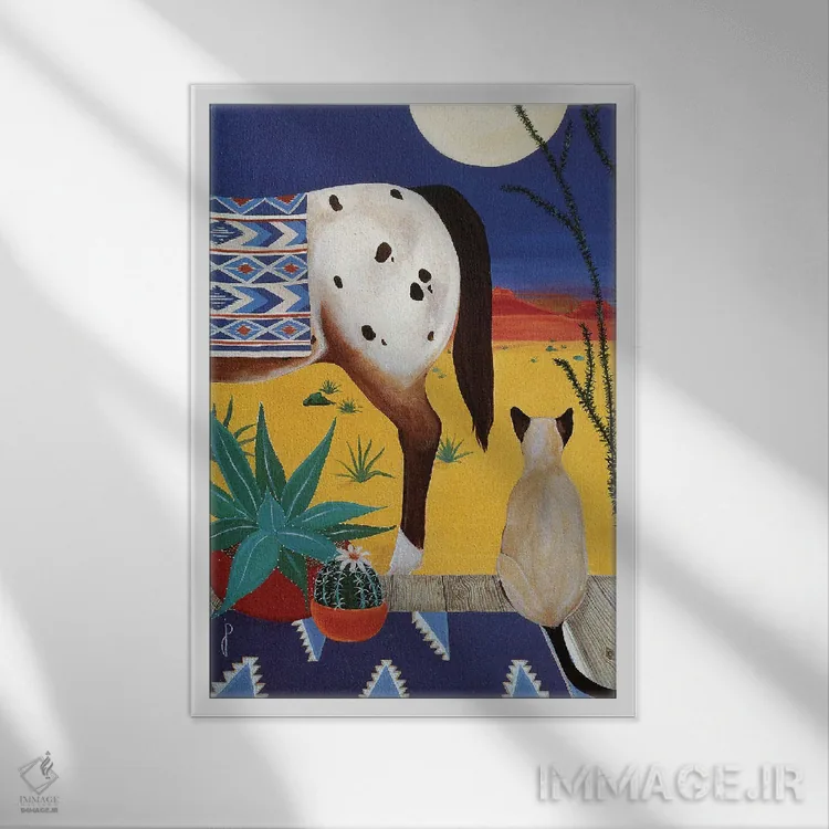 تابلو دکوراتیو اندیشه ها زیر ماه صحرایی اثر یان پانیکو - نمای قابدار سفید