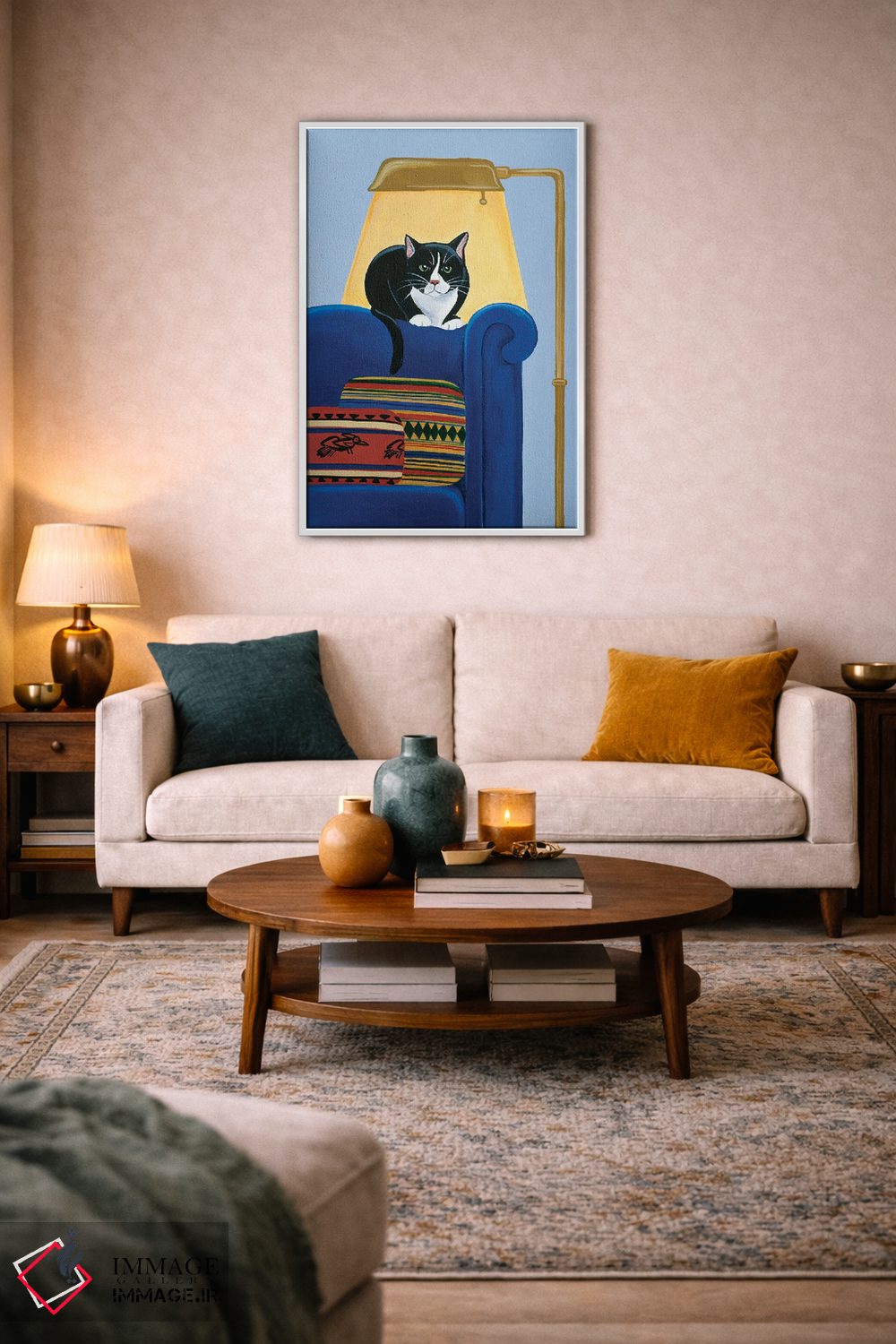 تابلو دکوراتیو کت ماندو در حال گرم شدن اثر یان پانیکو - D3W