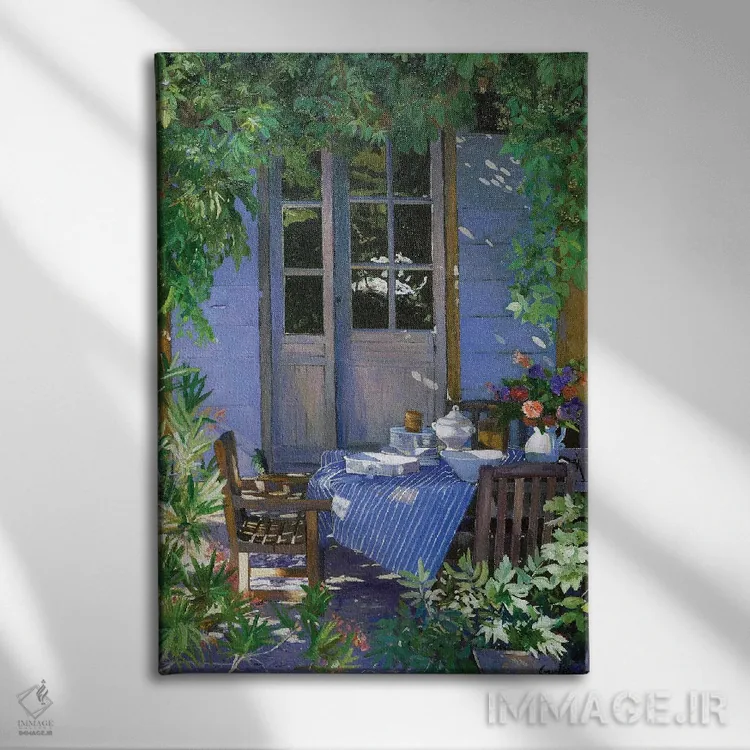 تابلو دکوراتیو سفره در سایه اثر ژان پل کورشیا - نمای روبهرو روی دیوار