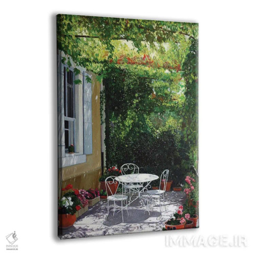 تابلو دکوراتیو تراس گل شمعدانی اثر ژان پل کورشیا - نمای پرسپکتیو محصول